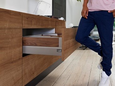 Push to open Silent from Hettich provides practical convenience in handleless furniture design: drawers open and close reliably, gently and quietly. Photo: Hettich
