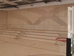 Huge decorative walls at Whyalla College gym feature Key Ply acoustic plywood
