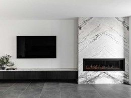 Lopi gas fireplace creates a stunning wall feature in home renovation 