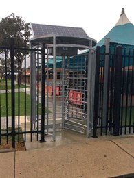 Magnetic’s solar powered full height turnstile installed at manufacturing plant
