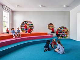 Bright colours and bold cut-outs define learning spaces in Frankston Centre