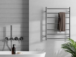 Nero Tapware rounds out its range with heated towel rails and glass hardware