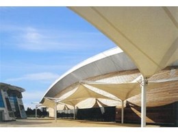 Hypar modular shade structures from Flexshade installed at aquatic centre in Ireland