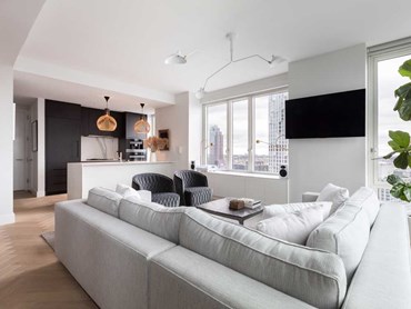 The Brooklyn apartment featuring Blanco Herringbone flooring