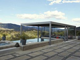 Building a pool house? Try a louvered canopy instead