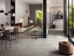 Large format concrete look porcelain tiles for floors and walls