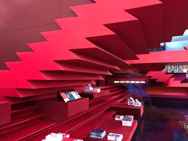 Mezzi Master Bookshop &amp; Exhibit by One Plus Partnership has been shortlisted for an INDE.Award under the category &#39;The Social Space&#39;. Image: One Plus Partnership
