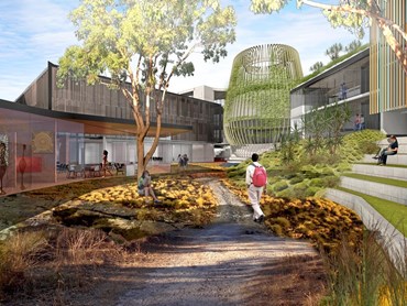 Draft render of the proposed courtyard for St. Catherine College&#39;s new Indigenous accommodation wing. Image: Wilson Architects
