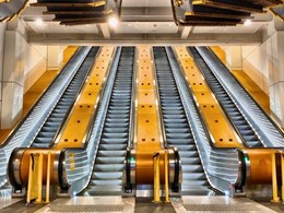Prodema natural timber veneer featured on Wynyard Station escalators