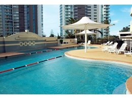 Decker composite decking replaces old timber decking at resort swimming pool