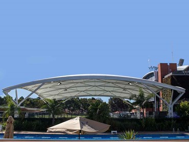 The new sunken show court featuring a tensile membrane roof by MakMax Australia
