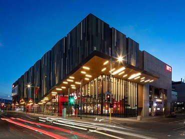 ENTX entertainment precinct features Innowood cladding in wall and soffit applications