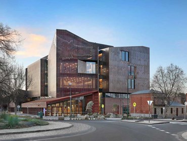 The Bendigo Law Courts featuring Tensile's bespoke perforated copper facade 
