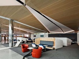 Corian provides fine detail to seating and table elements at Canberra Airport