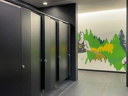 Sleek restroom partitions meet design goals at Oregon university’s revamped sports facility