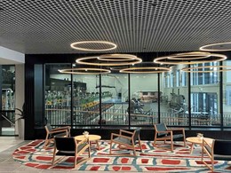 durlum’s metal ceiling with integrated Punteo lights installed at QSAC Brisbane
