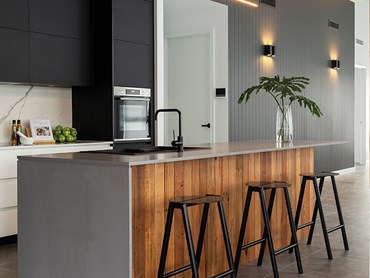 Easycraft Residential Kitchen with Timber Bench and Black Tapware