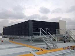 Flexshield’s acoustic screens soundproofing rooftop chillers, plant decks