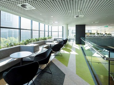 SAS800 Trucell ceilings were installed in the open plan lounges and stairwells of the office