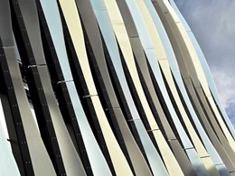 Fins on boutique apartments exterior created with Perspex Frost acrylic sheets