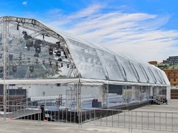 Clear marquee created for launch event uses Achilles Rollclear PVC glazing 