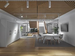 Bates Smart achieves welcoming workspace with custom crisscross feature ceilings
