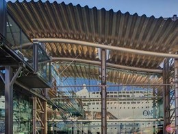 Spectacular undulating roof on White Bay Cruise Terminal built with ARAMAX FreeSpan