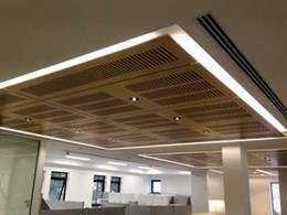Ultraflex’s custom slotted black FR laminate ceiling panels installed at Macquarie University VC’s office