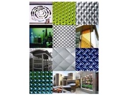 Patterned, coloured stainless steel available from Rimex Metals