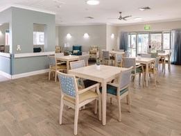 Wood look vinyl flooring adds coastal vibe and acoustic comfort to aged care facility