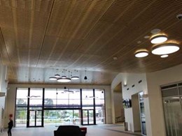 Ultraflex’s black core FR MDF used for timber ceiling panels at Coomera Community Hub