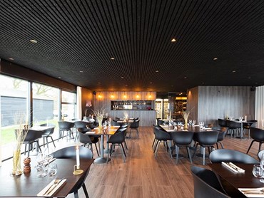 CSR Himmel Troldtekt Design Wood Wool panels in restaurant interior