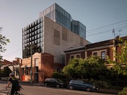 Brick inlay facade on Collingwood workplace building references local history