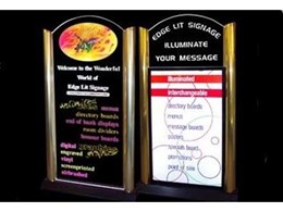 Double Pedestal edge lit signage available from Sasign International