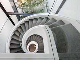 Frameless glass balustrade on spiral staircase opens up light and view