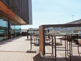 Outdoor staff breakout area at Genesis Energy HQ features Outdure decking system