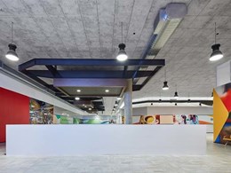Concrete look acoustic ceiling tiles supplied to Mandurah Forum WA renovation