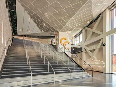 The Ed Robson Arena featuring Durlum's faceted and luminous expanded metal ceiling