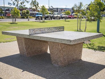 Custom table tennis net for the concrete playing surface at Lions Park
