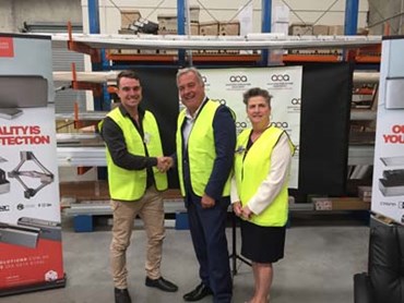 (L-R) ABA CEO - Sam Bevis, Victorian Skills Commissioner, Neil Coulson and ABA Executive Manager, Patrizia Torelli
