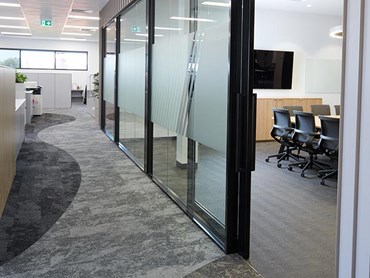 Above Left EcoSoft sustainable carpet in office interior