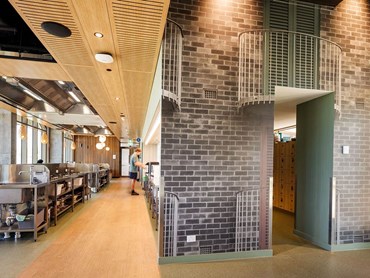 SUPAWOOD SUPASLAT panels were chosen to adorn the ceiling and feature walls