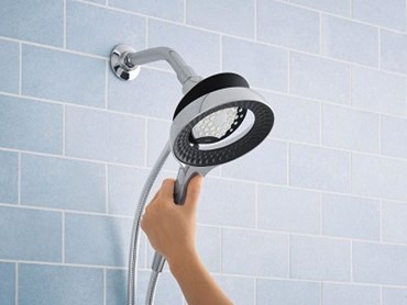 Converge&nbsp;showerhead featuring a cleverly integrated hand shower
