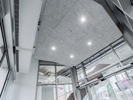 Troldtekt acoustic panels add depth and drama to ceiling at Portsmouth University faculty building