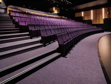 The carpet was colour-matched to the purple hues used in the auditorium