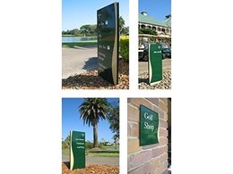 Identity, wayfinding and billboard signage for Colonial Golf Course designed by Wood & Wood Sign Systems