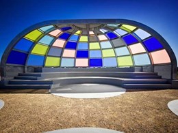 Design firm uses Perspex Frost’s wide colour range to create striking amphitheatre cover