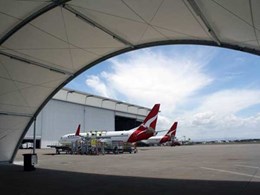 Greenline tensioned membrane structures protect ground support equipment at Brisbane Airport 