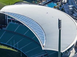 Curved roof above SCG pavilion achieved with Fielders FreeForm profile