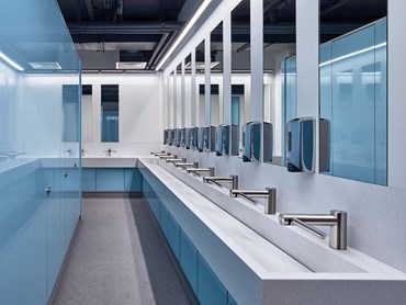 Corian&reg; Washplanes designed with the Dyson Airblade&trade; at the Queen Mary University
